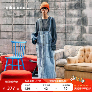 niko and ...连衣裙女2026春季新款日系多口袋牛仔背带裙604020