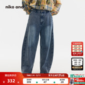 潮酷休闲宽松慵懒弯刀裤 niko 600595 女2025冬季 新款 and ...长裤