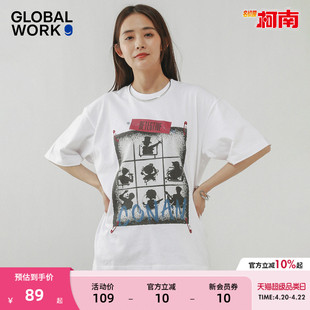 GLOBAL WORK 柯南联名系列2026夏季新款含棉个性短袖T恤635588