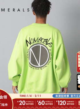 NUMERALS卫衣男冬季新款字母日系运动休闲显瘦长袖套头衫250392