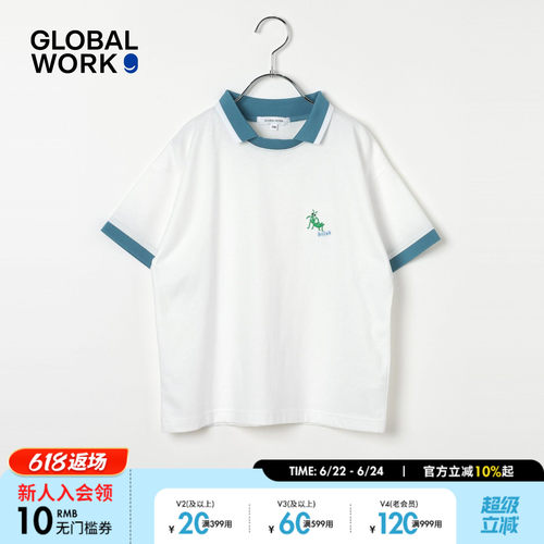 GLOBAL WORK POLO衫童装2026夏季新款棉质字母翻领短袖上衣808759