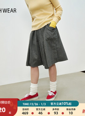 BUCH WEAR半身裙女冬季新款时尚羊毛混纺条纹日系短裙323063