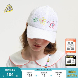 SEE YOU at PIZZA 帽子女2026新款小清新花朵刺绣鸭舌帽658968