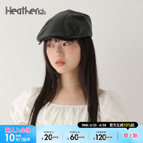 Heatherich 帽子女2025新款复古潮流高级英伦风报童帽578334