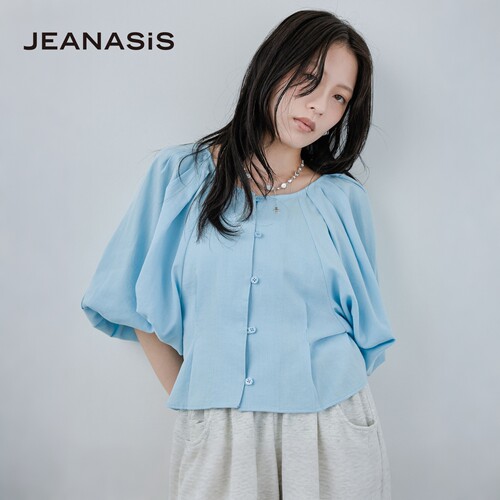 JEANASIS衬衫女2026夏季新款温柔风泡泡袖圆领宽松上衣859275