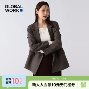 通勤西装 GLOBAL 587828 气质纯色修身 新款 WORK 外套女2026春季