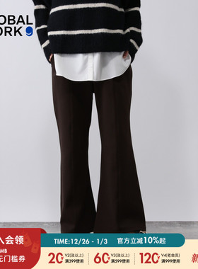 GLOBAL WORK 微喇裤女25冬季新款简约高级修身显瘦休闲裤子611253