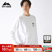 CITY 上衣970490 简约休闲宽松内搭长袖 CREEK T恤男冬季