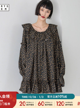 LOWRYS FARM衬衫女2026春季新款碎花木耳边长袖上衣587858