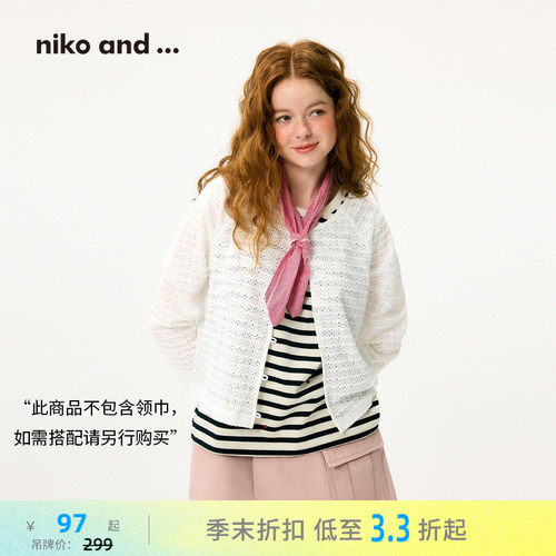 nikoand...T恤女短款系扣休闲