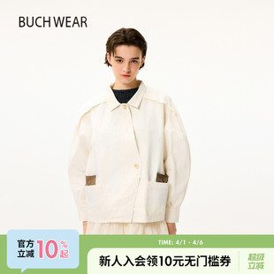 BUCH 新款 翻领长袖 斜扣廓形外套494375 WEAR外套女2026春季