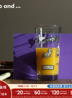 FISHS EDDY Cats&Dogs系列日系可爱小猫咪狗狗直身透明水杯951261