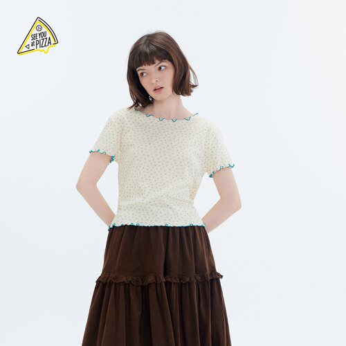 碎花木耳边短袖 温柔甜美元气感
