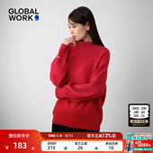WORK 毛衣女25冬季 新款 GLOBAL 高级感红色内搭半高领针织衫 581157