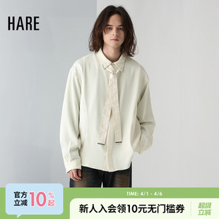 HARE衬衫 新款 领带拼接感宽松休闲日系长袖 上衣286322 男2026春季