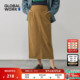 新款 GLOBAL WORK裙子女2026春季 休闲复古高腰灯芯绒直筒裙575181