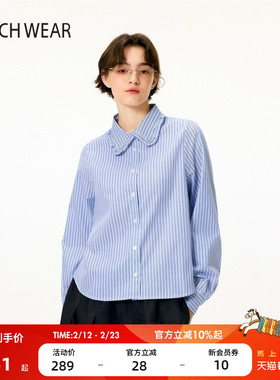 BUCH WEAR衬衫女2026春季新款时尚简约花边领短款长袖上衣459779