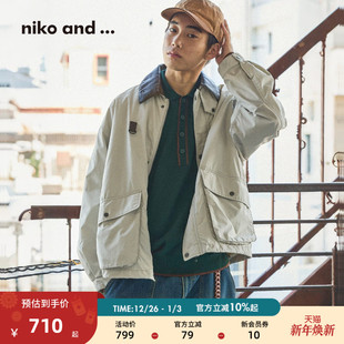 长袖 niko 休闲巴恩风猎装 ...外套男2025秋冬新款 夹克服492856 and