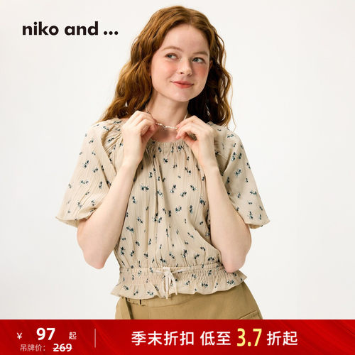 nikoand...衬衫女碎花淑女时尚