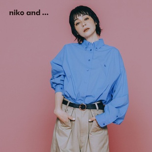 and 女2025秋季 niko ...衬衫 上衣290567 新款 气质休闲宽松中长款