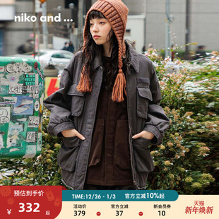 中性夹棉多口袋工装 niko 新款 ...棉服女2025冬季 夹克608488 and