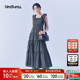 Heatherich连衣裙女2026春季 新款 纯色花边吊带气质长裙581599
