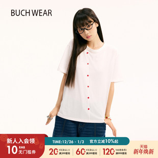 简约休闲圆领短袖 BUCH 新款 T恤女2025年夏季 上衣573189 WEAR
