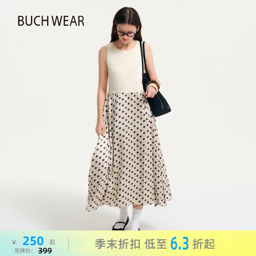 波点无袖连衣裙 拼接设计简约摩登