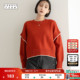 LOWRYS 上衣452238 含棉拼接假两件长袖 FARM毛衣女2025冬季 新款