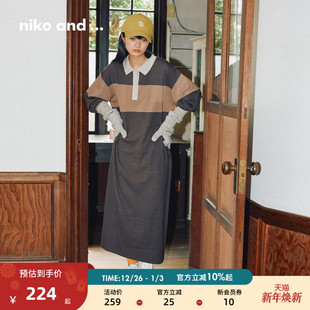 新款 ...连衣裙女2026春季 松弛慵懒感polo领长裙578083 and niko