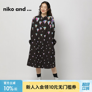 上衣133433 niko and ...津森千里联名款 连衣裙女2025年春秋长款