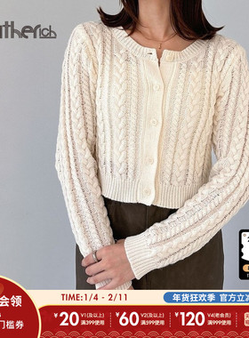 Heatherich毛针织衫女冬季新款时尚绞花日系开衫毛衣282404