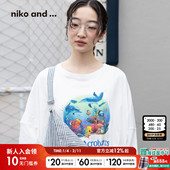 and ...T恤女2025夏季 新款 niko 休闲字母印花宽松短袖 上衣327600