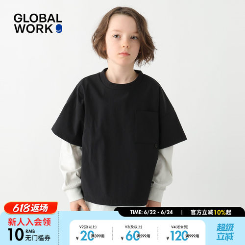 GLOBAL WORK T恤儿童2026夏季新款口袋圆领短袖上衣629845