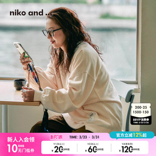 日系设计感宽松长袖 niko 新款 ...卫衣女2026春季 598804 and