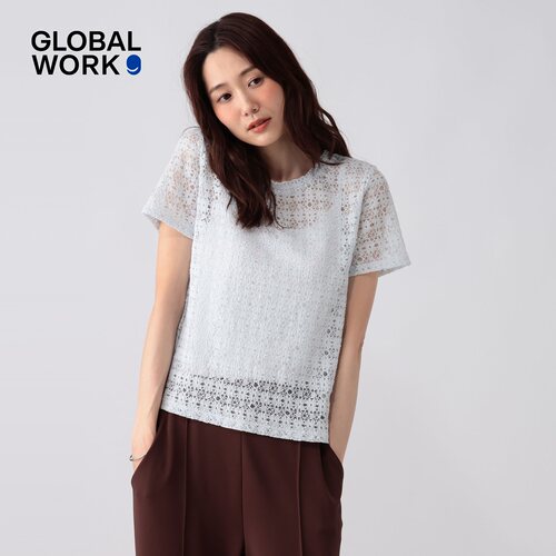 GLOBAL WORK 雪纺衫女2026夏季新款镂空温柔宽松短袖上衣901404
