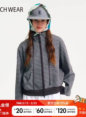 BUCH WEAR卫衣女2026春季新款拼接条纹拉链立领外套654284