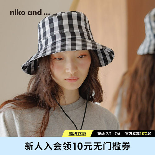 niko and ...帽子女2025年新款可调节平顶宽檐渔夫帽320947