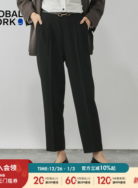 GLOBAL WORK 休闲裤女2025冬季新款直筒通勤高腰九分裤子575203