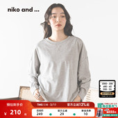 and ...T恤女2026春季 新款 niko 明线设计廓形长袖 上衣639780