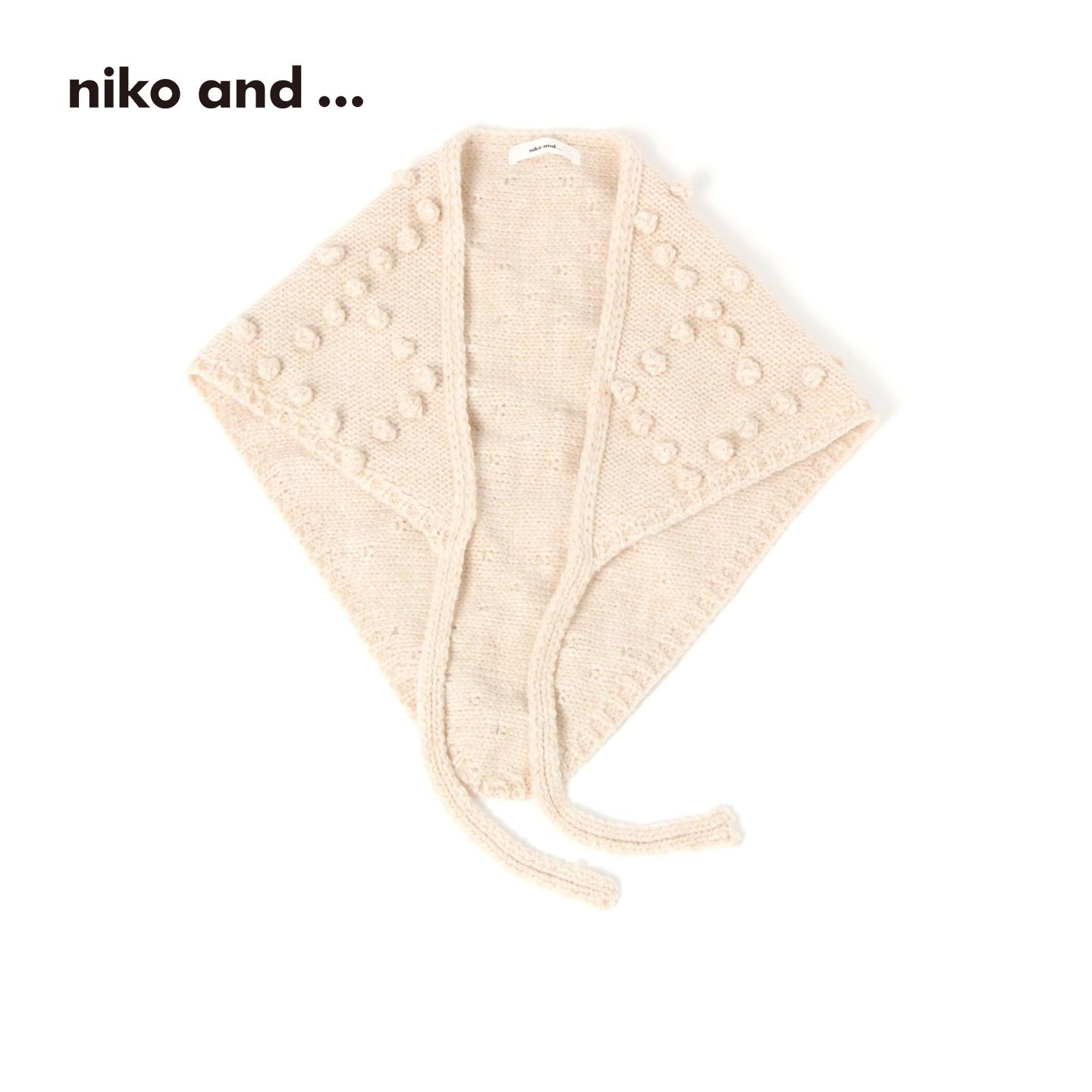 niko and ... 领巾女2025新款手工编织球球装饰针织三角巾591824