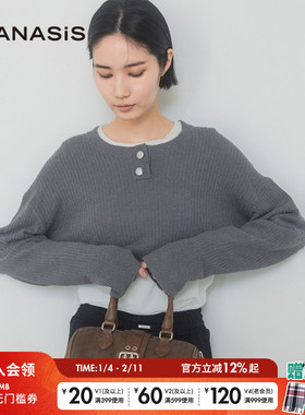 JEANASIS针织衫女2026春季新款简约休闲短款长袖针织衫326125