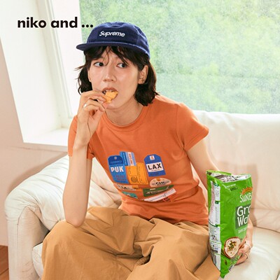 niko and ...T恤女[十五]26夏季新款含棉复古机票修身短袖1049570