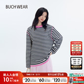 WEAR T恤女2026春季 新款 BUCH 日系基础条纹长袖 上衣602643