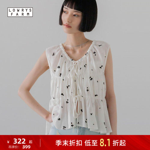 LOWRYS FARM衬衫女2026夏季新款气质优雅系带通勤无袖上衣867766