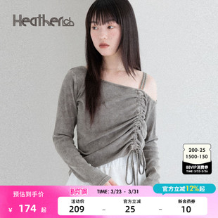 不对称露肩抽绳长袖 新款 上衣581494 女2026春季 Heatherich长袖
