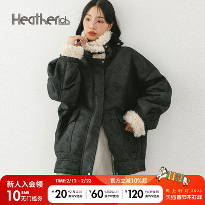 Heatherich外套女2025冬季新款日常休闲复古巴恩风夹克服598821