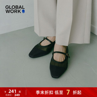 GLOBAL WORK 凉鞋女2026新款气质拼接尖头矮方根凉鞋658827