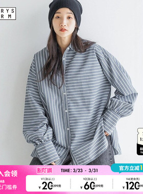 LOWRYS FARM衬衫女25春季条纹休闲宽松日系两穿上衣116624