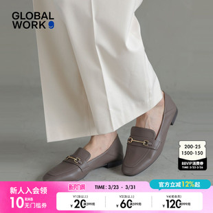 尖头低跟英伦风一脚蹬乐福鞋 GLOBAL 女2026新款 休闲鞋 131468 WORK